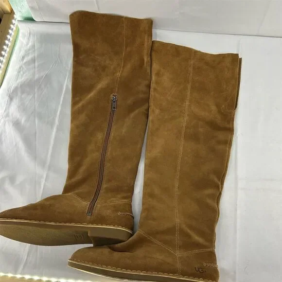 UGG LOMA Women's Over The Knee Boots Brown Size 7 Suede Casual EUC
